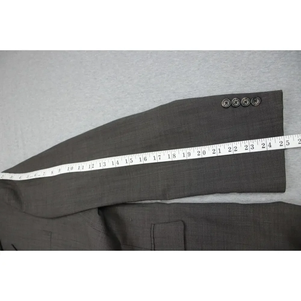 Jos A Bank Suit‎ Mens Size 44R Brown Micro Check 100% Wool 2 Piece 38 x 26 Pants